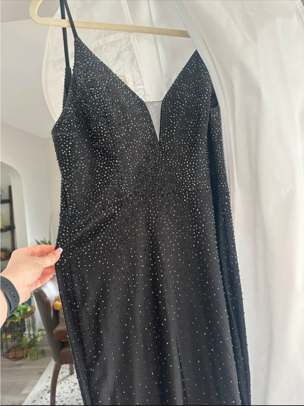 Black stud diamond Spaghetti-Strap Dress size 6-8